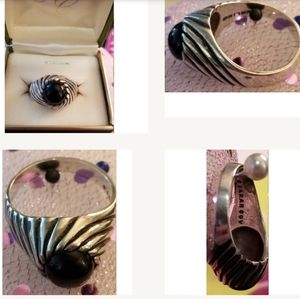 Vtg Sarah C Men's sterling silver and Black Onyx